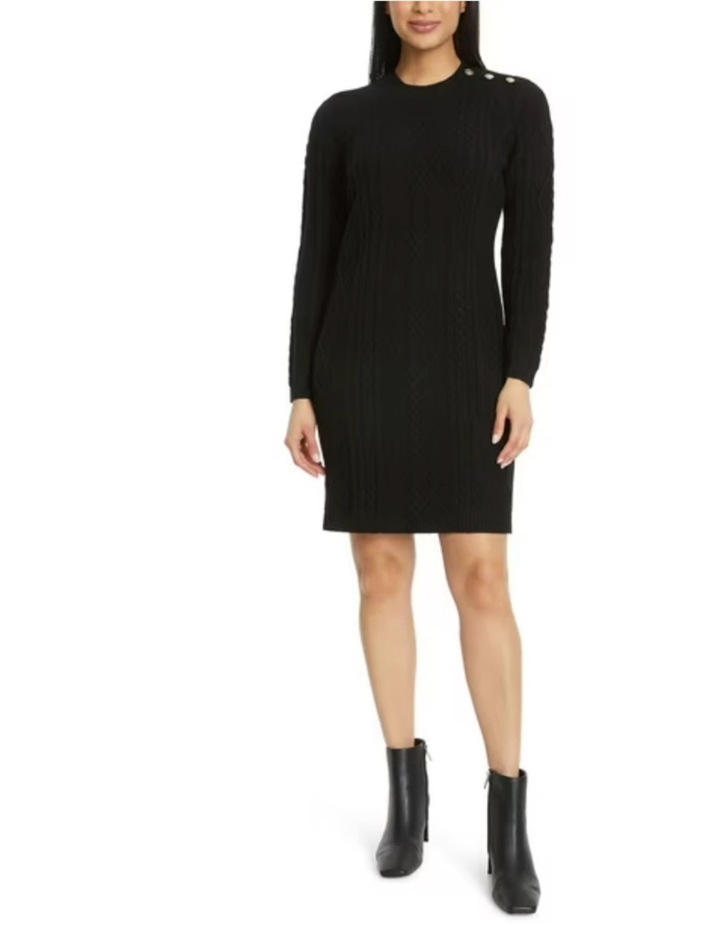 NWT! Nine West Women's Mini Sweater Dress with Gold Buttons Size Medium